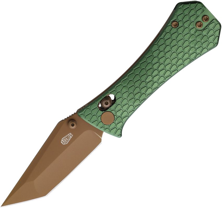 AUX MFG - Coffin Tanto Crossbar Lock Grn - Meridian EDC | Laserworks - AUX MFG - Coffin Tanto Crossbar Lock Grn