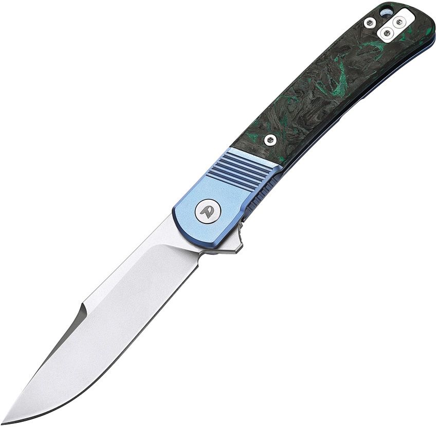 Dreamtech - Framelock Ti Blue Green CF inlay - Meridian EDC | Laserworks - Dreamtech - Framelock Ti Blue Green CF inlay