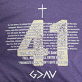 The "Day 41" Premium Graphic Tee - Meridian EDC | Laserworks - Purple t-shirt with white text and design on a plain background