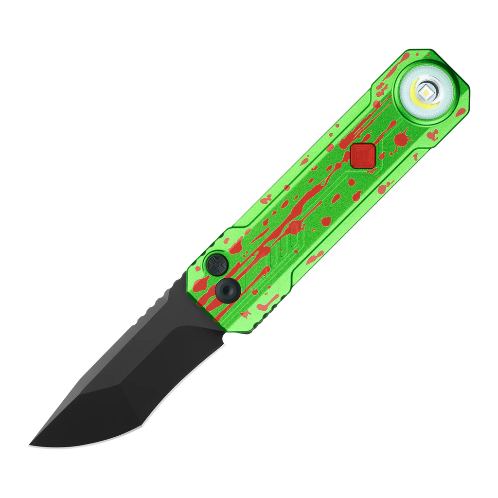 OKNIFE LK Zombie Green Folding Knife with Rechargeable Flashlight & RGB Light