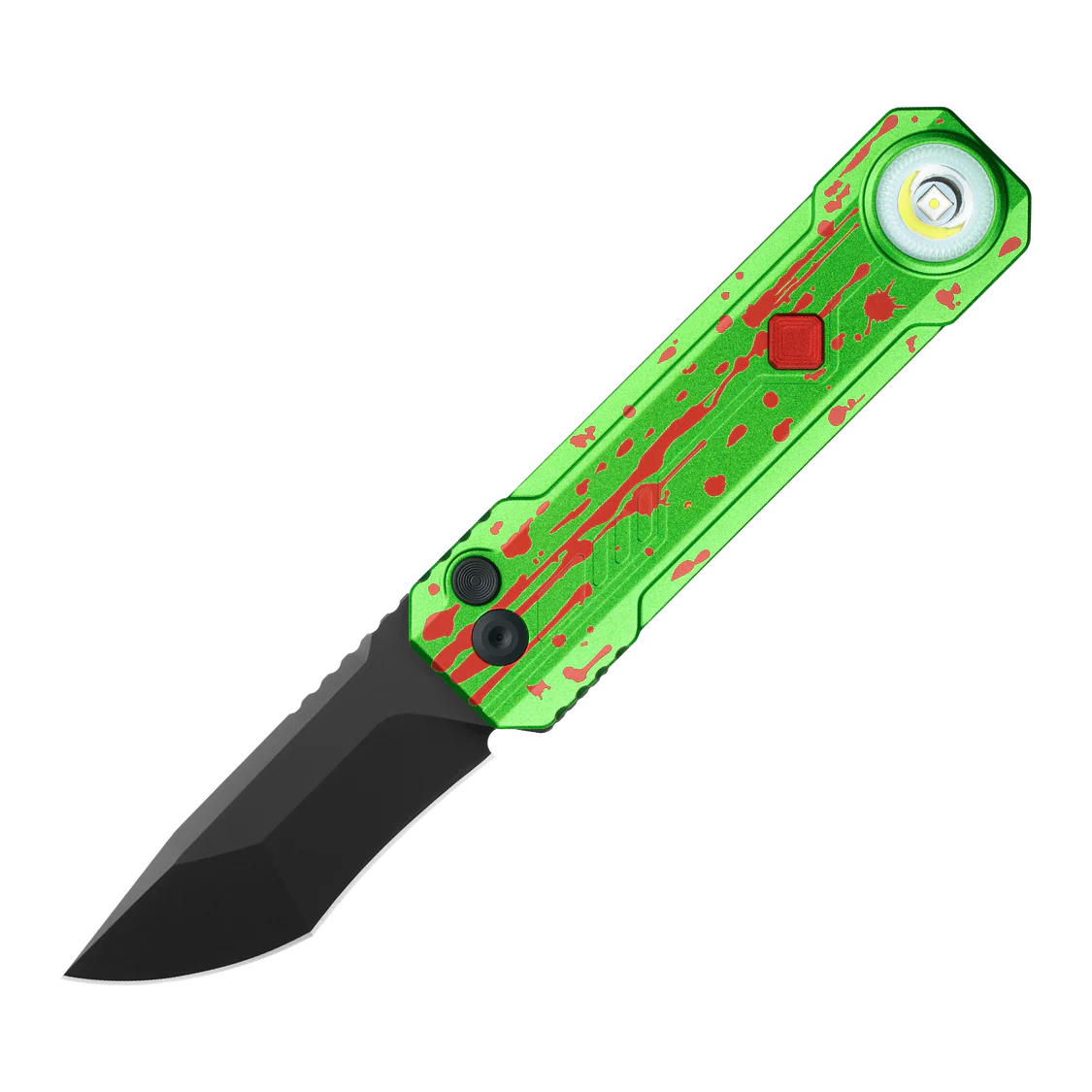 OKNIFE LK Zombie Green Folding Knife with Rechargeable Flashlight & RGB Light