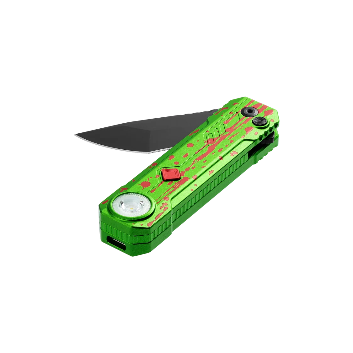 OKNIFE LK Zombie Green Folding Knife with Rechargeable Flashlight & RGB Light
