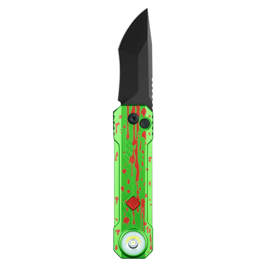 OKNIFE LK Zombie Green Folding Knife with Rechargeable Flashlight & RGB Light